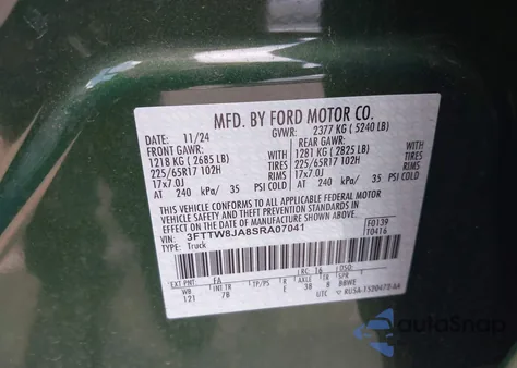 2025 Ford Maverick Xlt from USA, damaged, VIN 3FTTW8JA8SRA07041